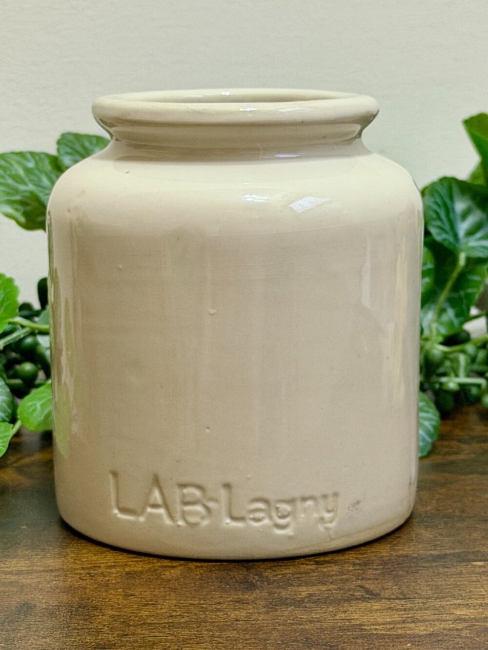 Vintage French Lab Lagny Mustard Stoneware Crock Jar Vase Pottery Mid Century - Picture 3 of 12